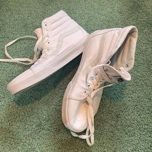 All-White High Top Vans - Men’s US 8.5, UK 7.5